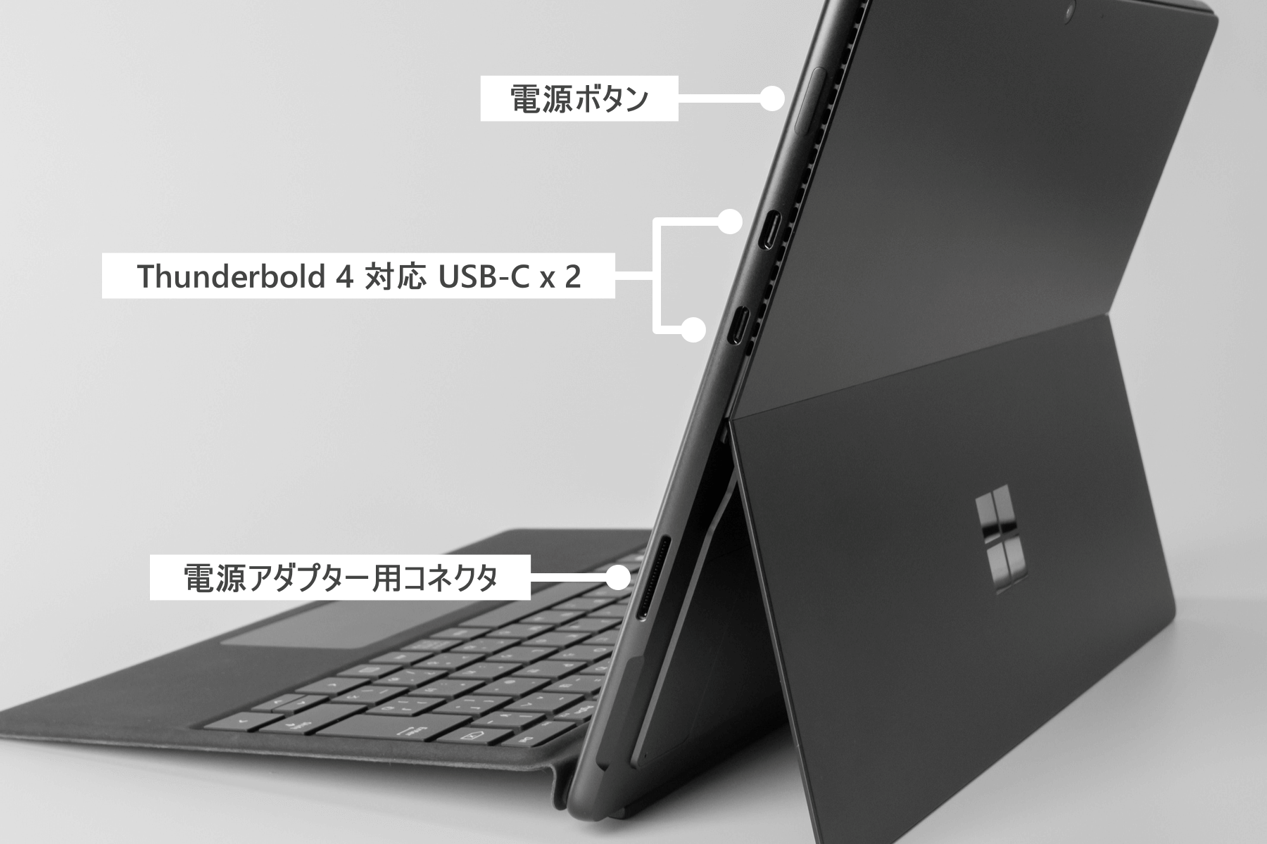 Surface Pro 8 右側面の端子類
