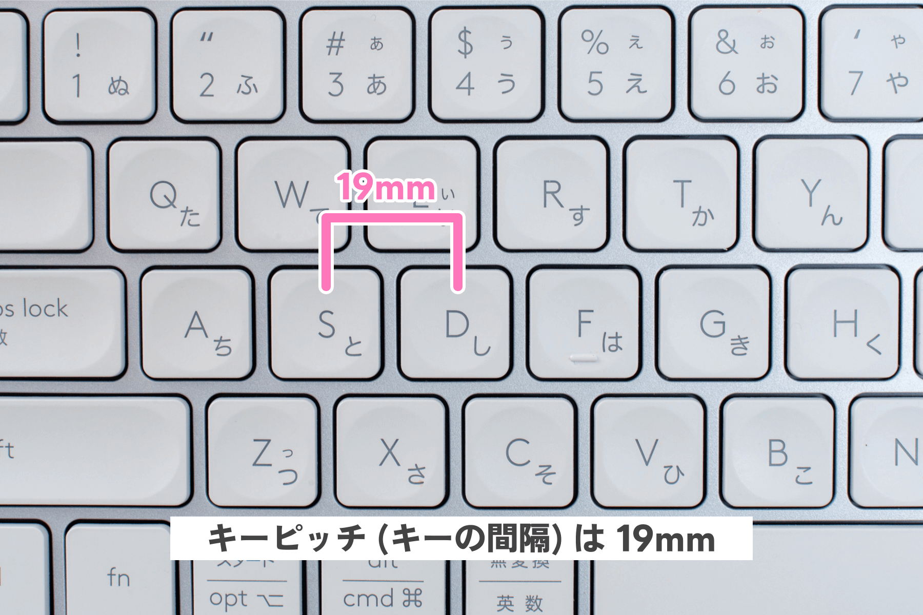 MX Keys Mini キーピッチは 19mm