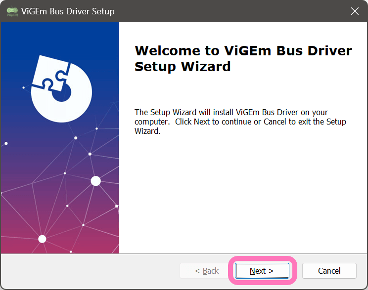 ViGEm Bus ドライバーのセットアップウィザード