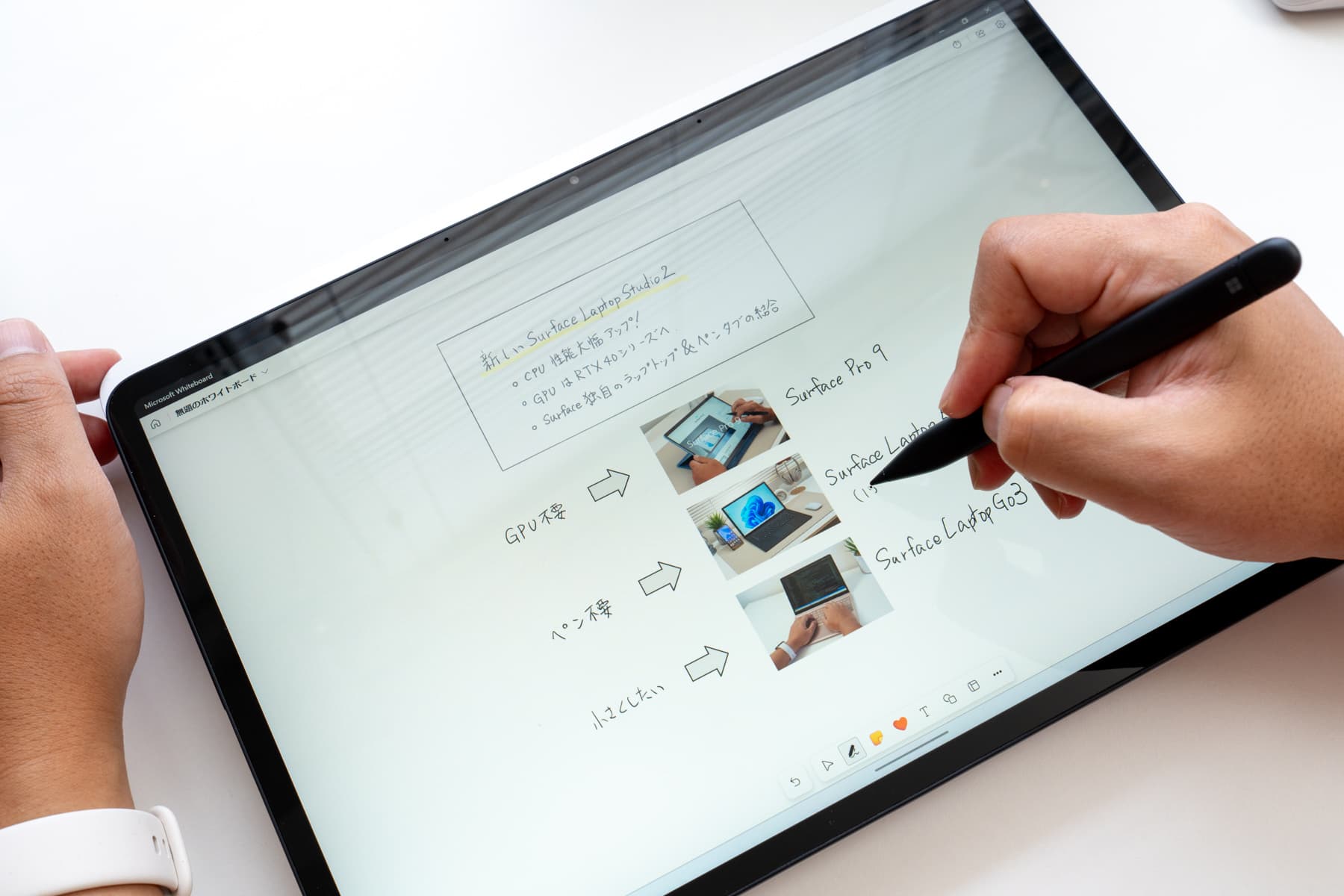 Surface Laptop Studio 2 スタジオモードでスリムペン２を使った入力