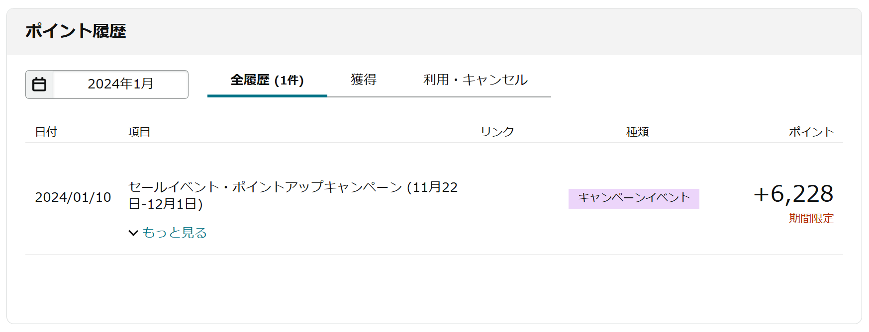 Amazonブラックフライデーで獲得したポイント